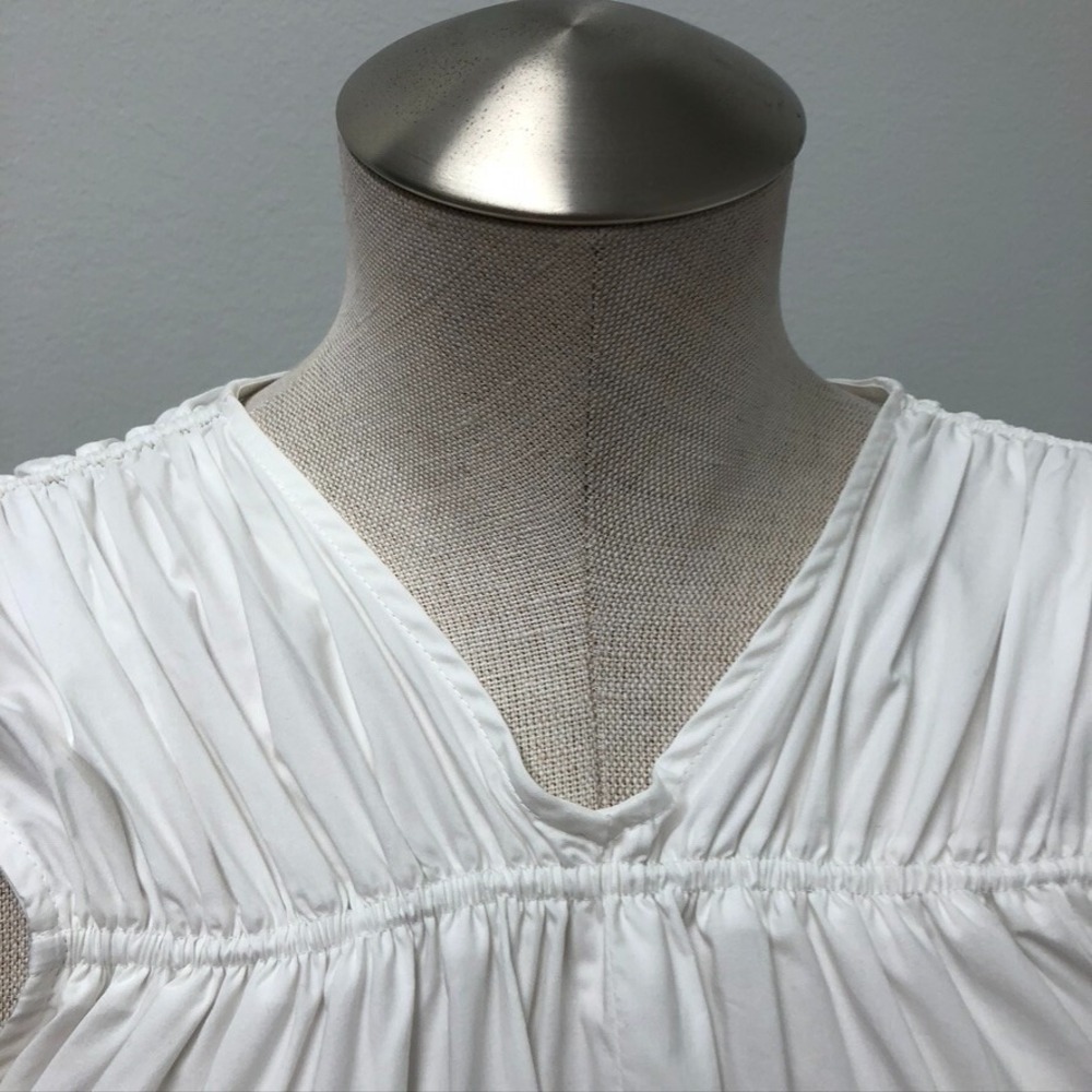 Proenza Schouler Poplin Gathered Tiered Dress Womens 12 White Luxury Bridal Boho View 2